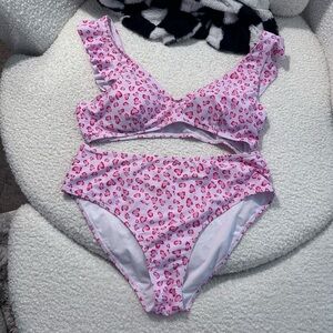 Plus Size 3X SHEIN Pink Leopard Print Bikini Set